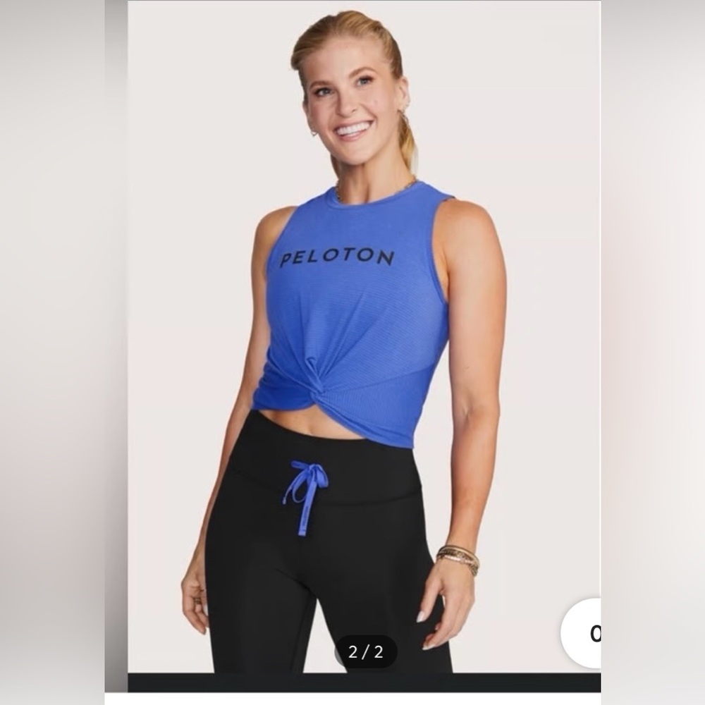 Peloton Light Lines Twist Front Tank in Royal